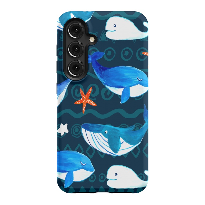 Galaxy S24 StrongFit watercolor whales by haroulita