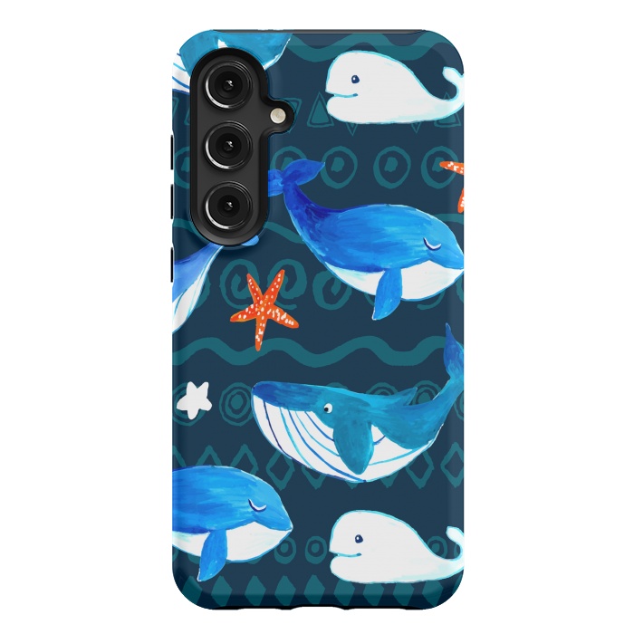 Galaxy S24 Plus StrongFit watercolor whales by haroulita
