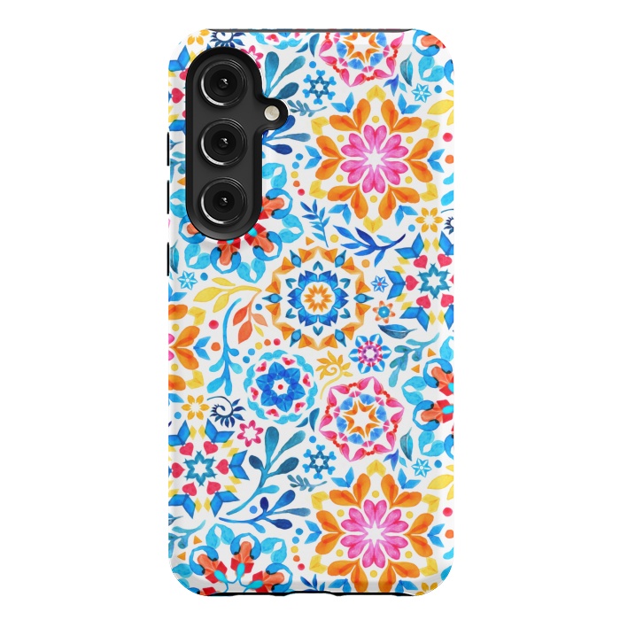 Galaxy S24 Plus StrongFit Watercolor Kaleidoscope Floral - brights by Micklyn Le Feuvre