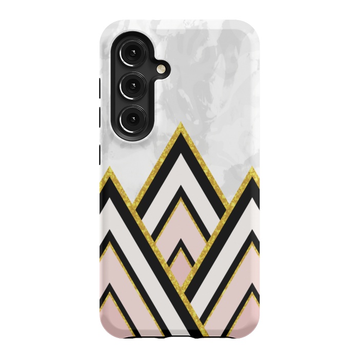 Galaxy S24 StrongFit Geometric pink gold triangles by Jms