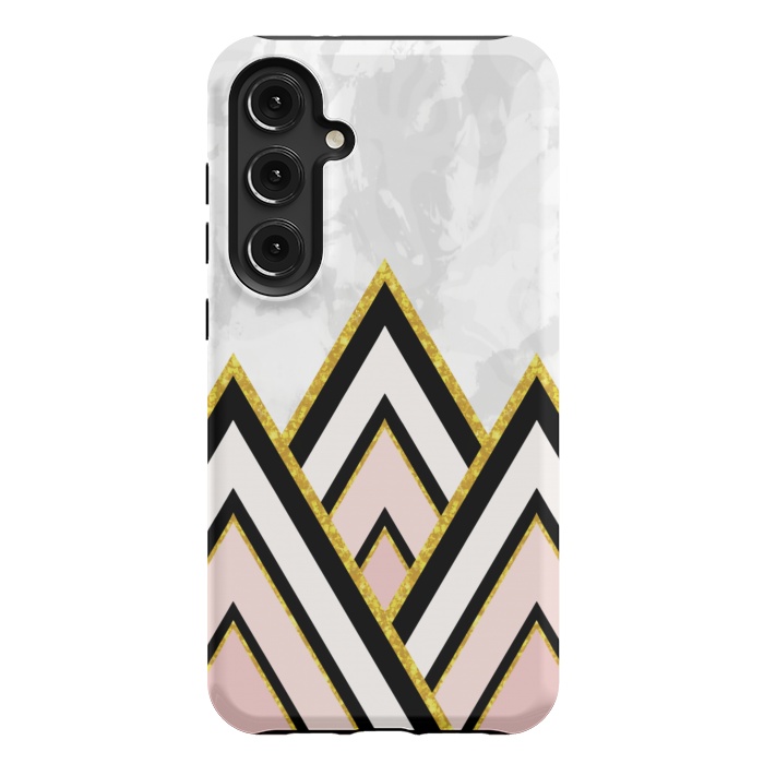 Galaxy S24 Plus StrongFit Geometric pink gold triangles by Jms