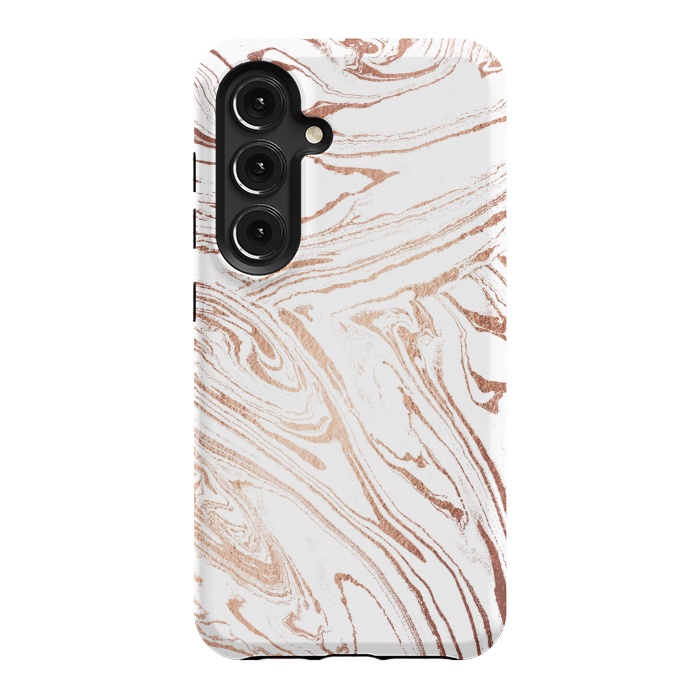 Galaxy S24 StrongFit White marble with rose gold details by Oana 