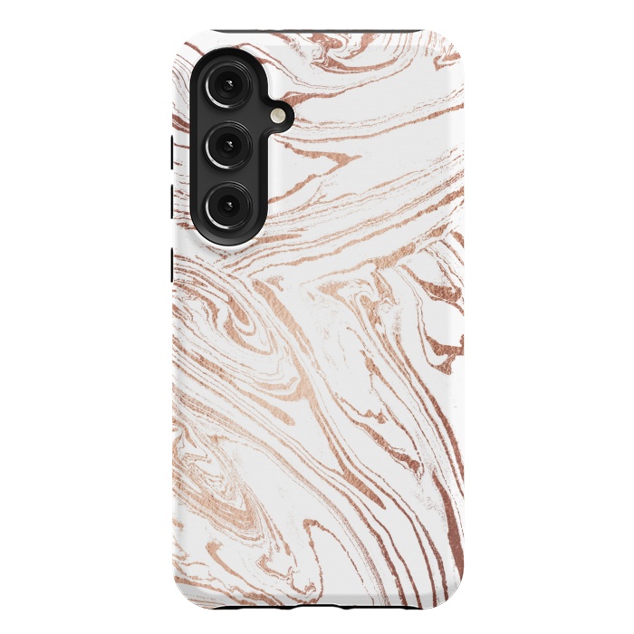 Galaxy S24 Plus StrongFit White marble with rose gold details by Oana 