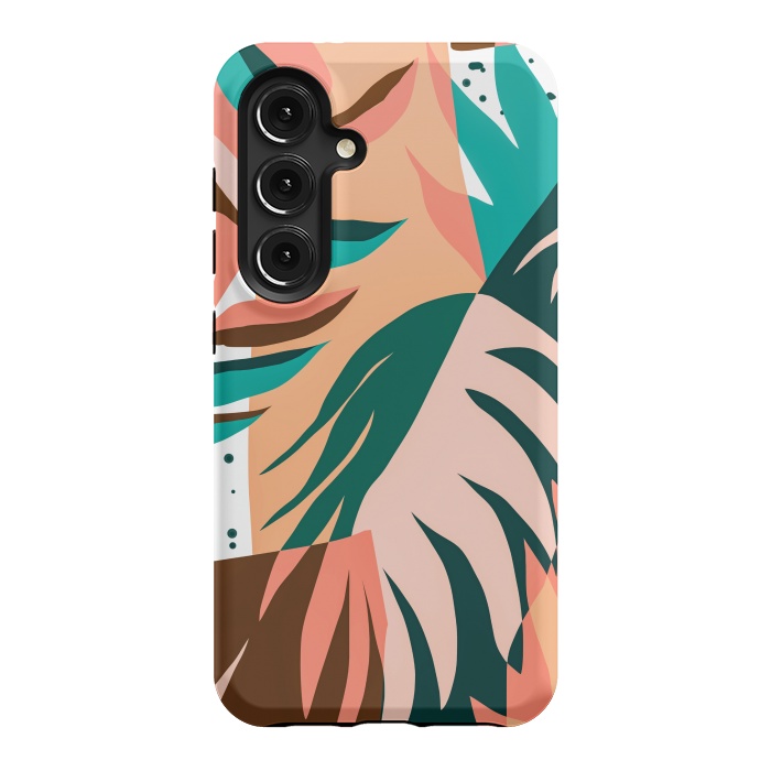 Galaxy S24 StrongFit Watching The Leaves Turn, Tropical Autumn Colorful Eclectic Abstract Palm Nature Boho Graphic Design by Uma Prabhakar Gokhale
