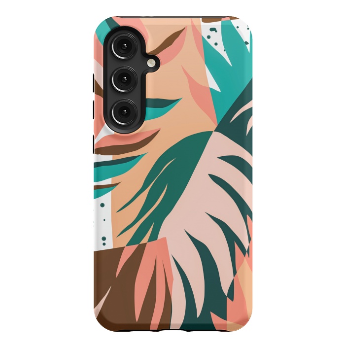 Galaxy S24 Plus StrongFit Watching The Leaves Turn, Tropical Autumn Colorful Eclectic Abstract Palm Nature Boho Graphic Design by Uma Prabhakar Gokhale