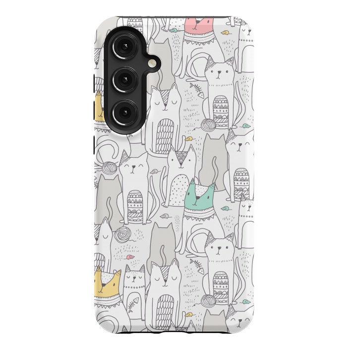 Galaxy S24 Plus StrongFit Doodle cute cats by Anna Alekseeva