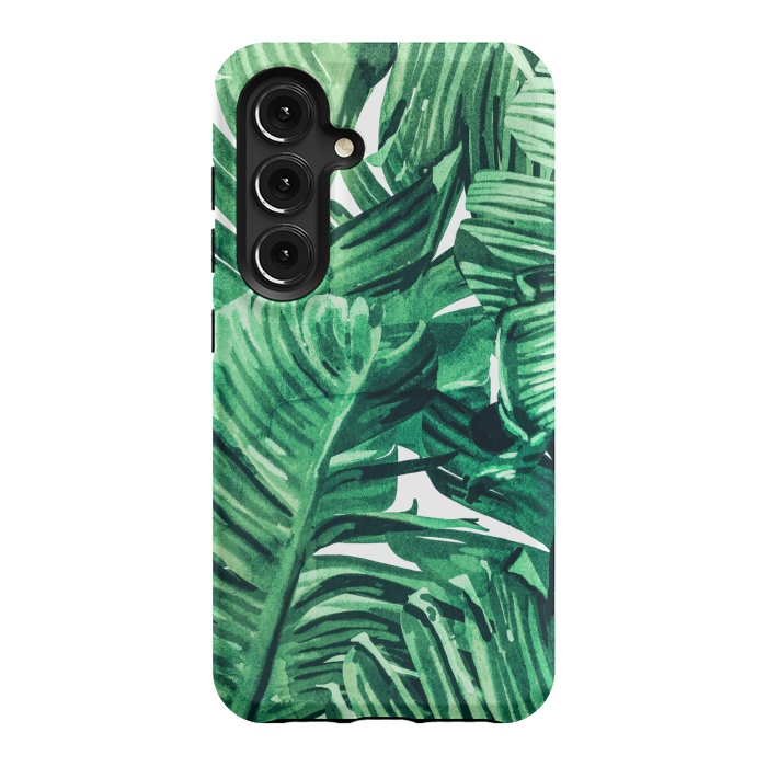 Galaxy S24 StrongFit Tropical State of Mind | Watercolor Palm Banana Leaves Painting | Botanical Jungle Bohemian Plants by Uma Prabhakar Gokhale
