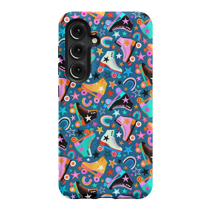 Galaxy S24 StrongFit Retro Rainbow Roller Skates and Stars by Micklyn Le Feuvre