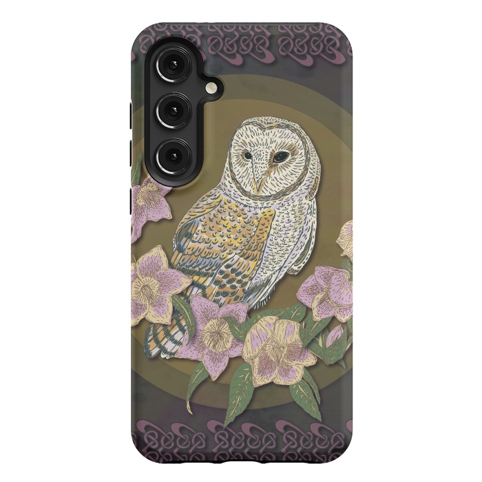 Galaxy S24 Plus StrongFit Owl & Hellebore by Lotti Brown