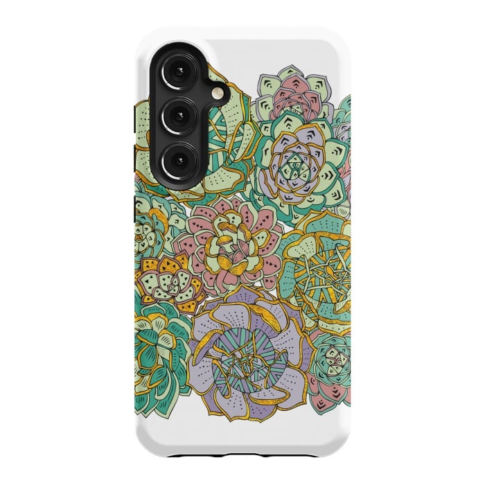 Galaxy S24 StrongFit Colorful Succulents by Pom Graphic Design