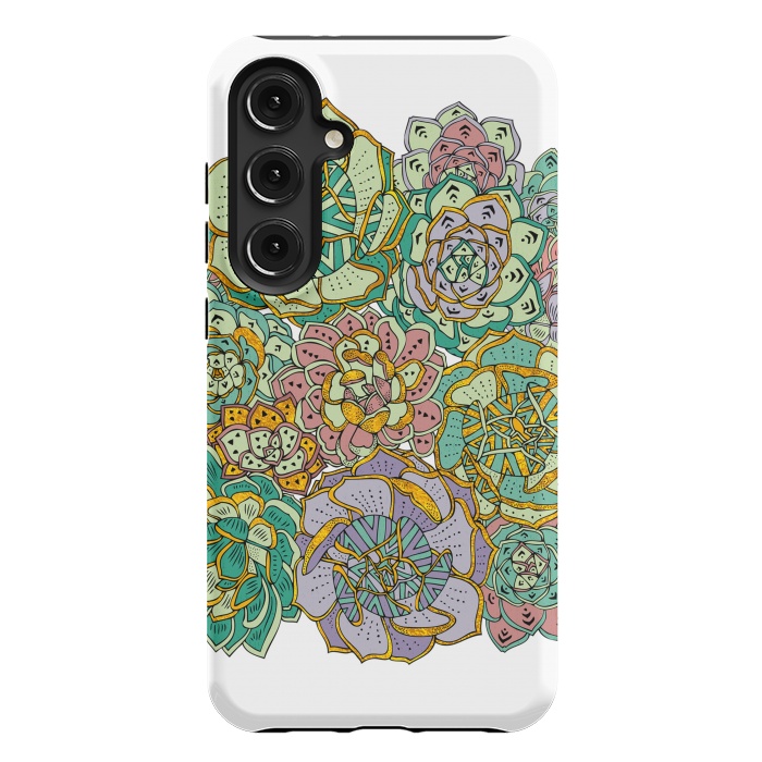 Galaxy S24 Plus StrongFit Colorful Succulents by Pom Graphic Design