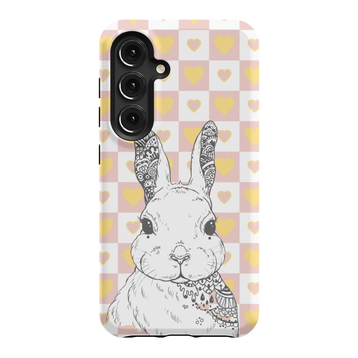 Galaxy S24 StrongFit Rabbit and yellow hearts Alice in Wonderland by Oana 