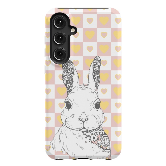 Galaxy S24 Plus StrongFit Rabbit and yellow hearts Alice in Wonderland by Oana 
