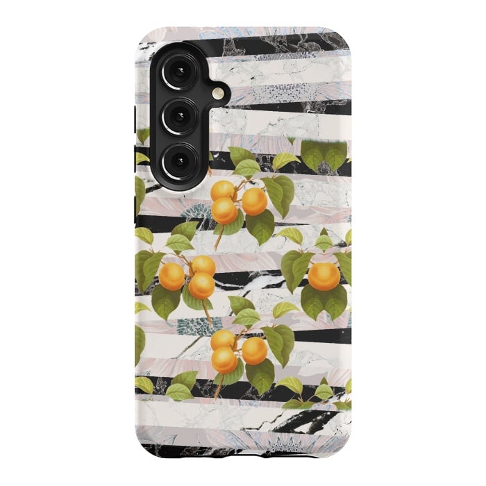 Galaxy S24 StrongFit Colorful peaches and marble stripes by Oana 