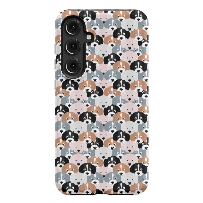 Galaxy S24 Plus StrongFit Cute Black Brown Pink Grey Puppy Dogs Illustration by InovArts