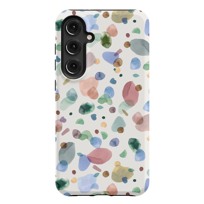 Galaxy S24 Plus StrongFit Pebbles Terrazo Rounded Memphis Multicolored by Ninola Design