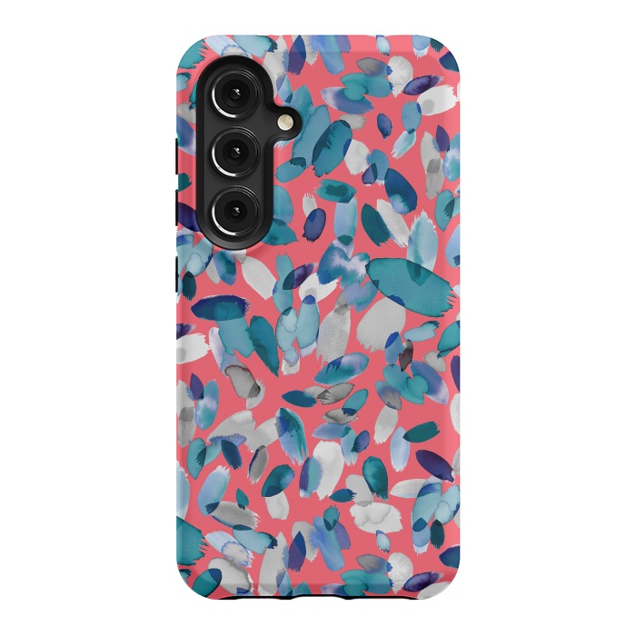 Galaxy S24 StrongFit Abstract Petal Stains Colorful Red Blue by Ninola Design