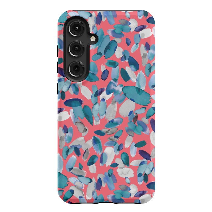 Galaxy S24 Plus StrongFit Abstract Petal Stains Colorful Red Blue by Ninola Design