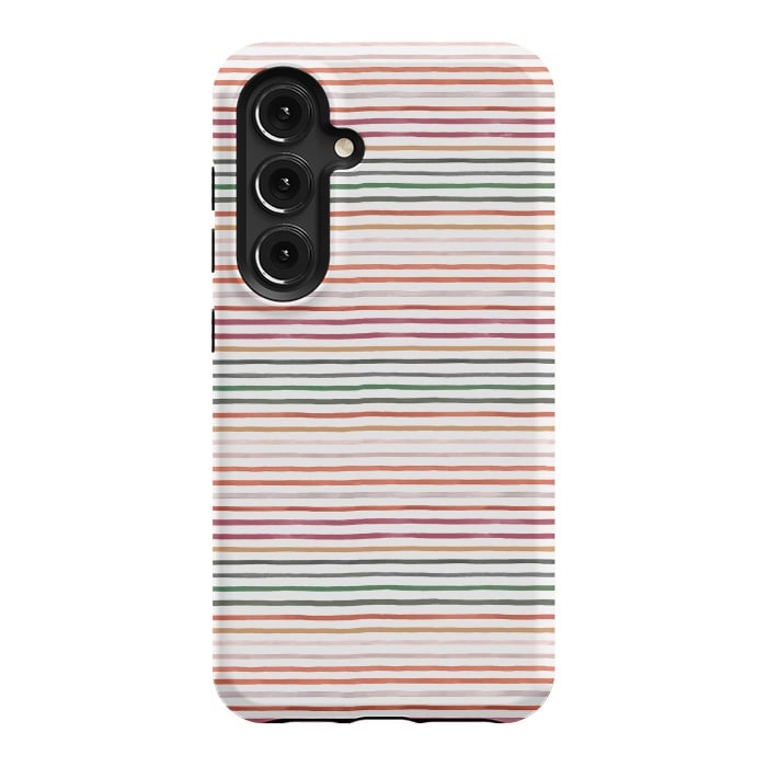 Galaxy S24 StrongFit Marker Stripes and Lines Orange Green by Ninola Design