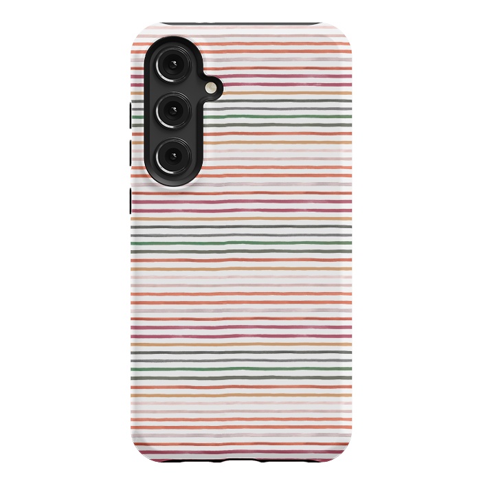 Galaxy S24 Plus StrongFit Marker Stripes and Lines Orange Green by Ninola Design
