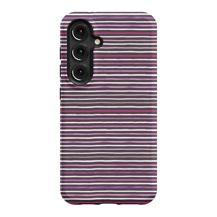 Galaxy S24 StrongFit Marker Stripes Lines Purple Dark Pink by Ninola Design