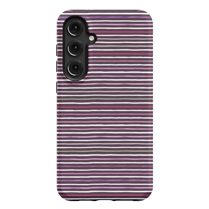 Galaxy S24 Plus StrongFit Marker Stripes Lines Purple Dark Pink by Ninola Design