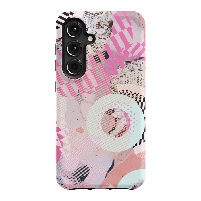 Galaxy S24 StrongFit Colorful abstract geometric Memphis art deco by Oana 