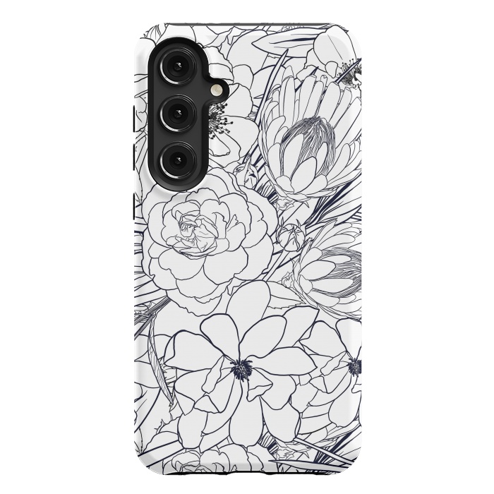 Galaxy S24 Plus StrongFit Modern Line Art Hand Drawn Floral Girly Design by InovArts