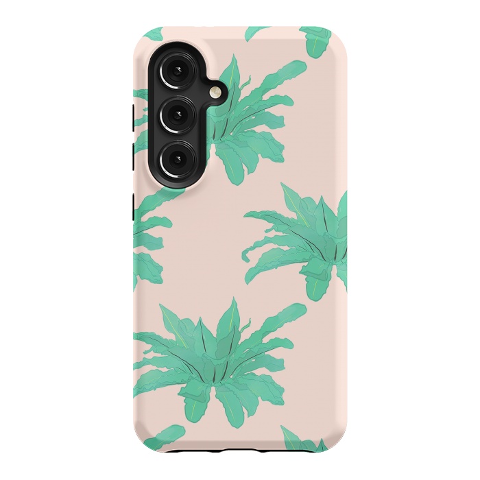 Galaxy S24 StrongFit Pretty Watercolor Pink Peach Floral Girly Design by InovArts