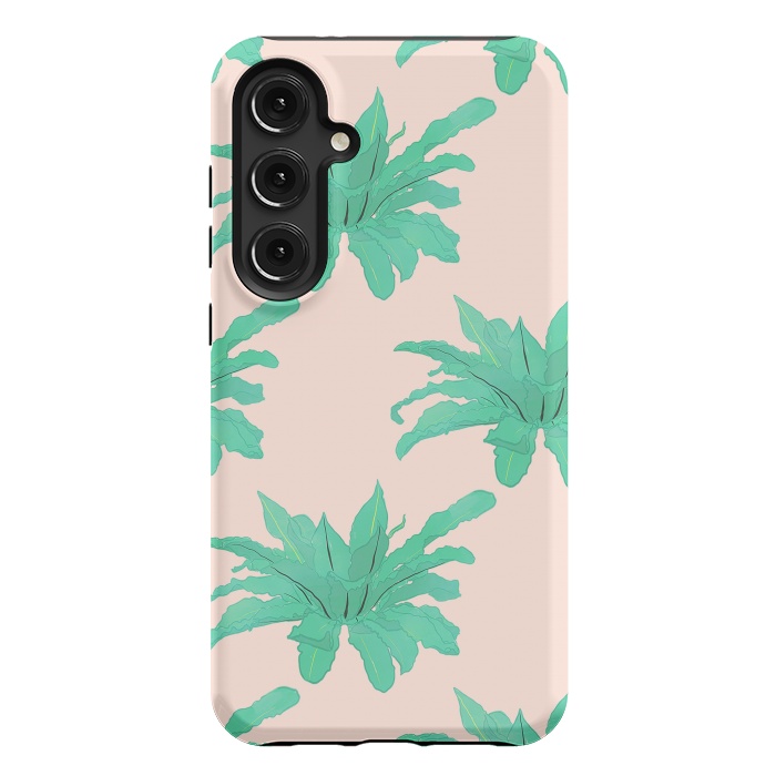 Galaxy S24 Plus StrongFit Pretty Watercolor Pink Peach Floral Girly Design by InovArts