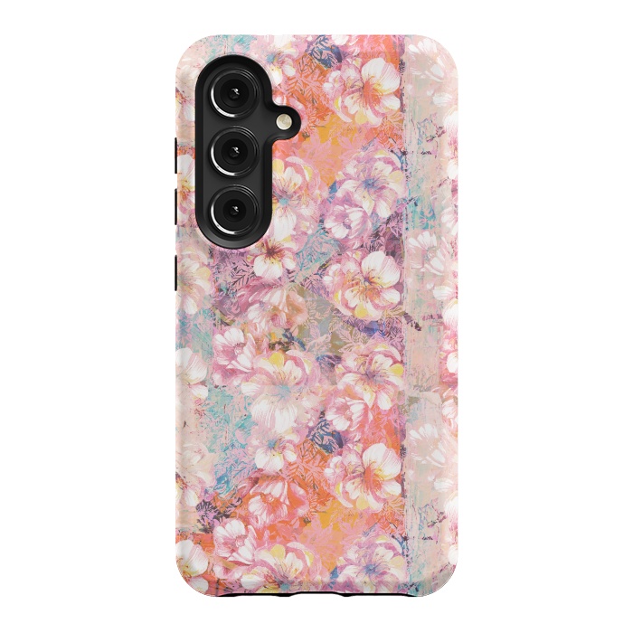 Galaxy S24 StrongFit Pink peach painted rose petals by Oana 