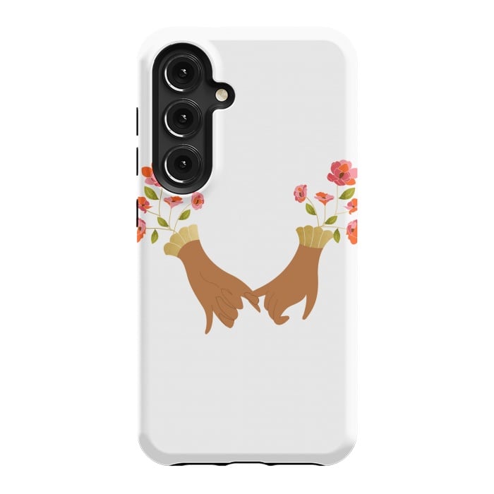 Galaxy S24 StrongFit I Pinky Promise | Valentine's Day Love Friendship | Floral Botanical Join Hands Forever by Uma Prabhakar Gokhale