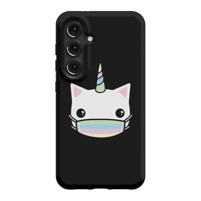 Galaxy S24 StrongFit Rainbow face mask cat by Laura Nagel