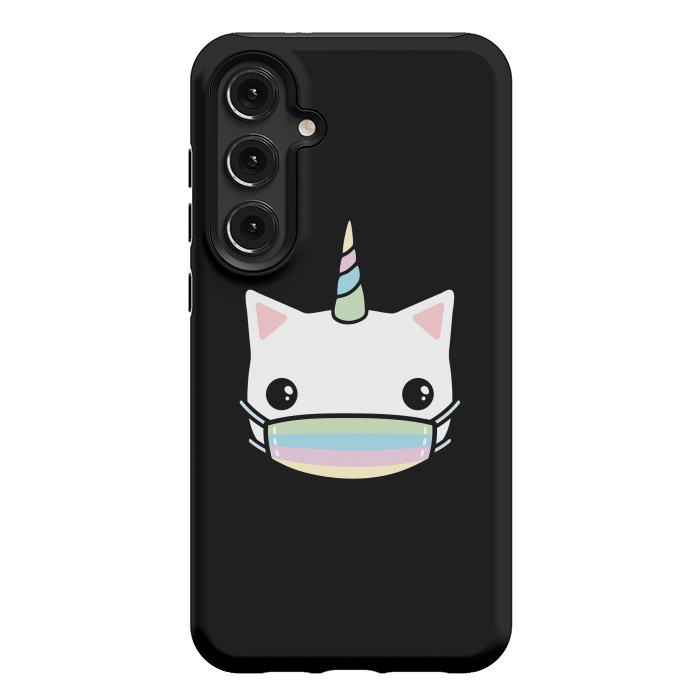 Galaxy S24 Plus StrongFit Rainbow face mask cat by Laura Nagel