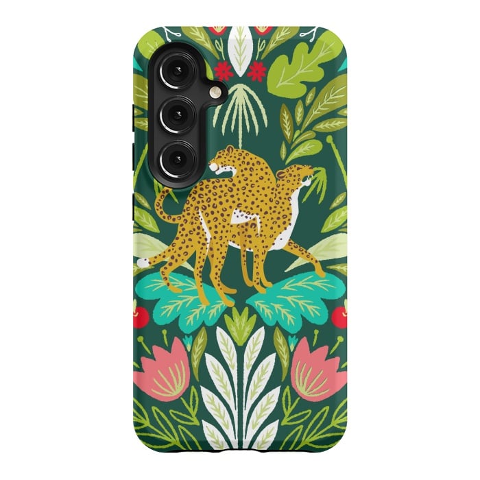 Galaxy S24 StrongFit "Cheetah Couple Illustration, Wild Cat Jungle Nature, Mandala Painting, Wildlife Tropical Tiger" by Uma Prabhakar Gokhale