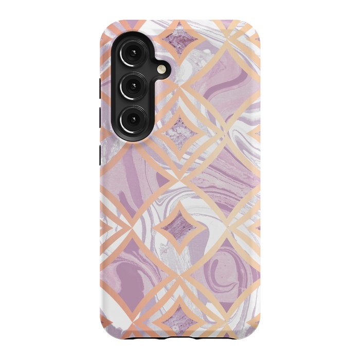 Galaxy S24 StrongFit Elegant pink rose gold marble tiles by Oana 