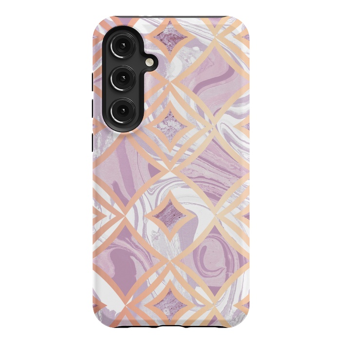 Galaxy S24 Plus StrongFit Elegant pink rose gold marble tiles by Oana 