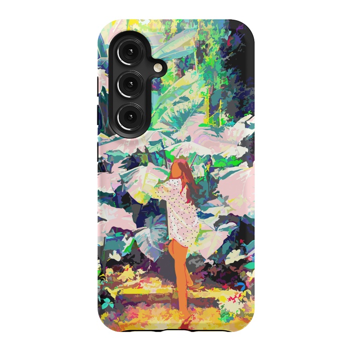 Galaxy S24 StrongFit Live Quietly In a Corner Of Nature, Modern Bohemian Woman Jungle Forest Eclectic Painting by Uma Prabhakar Gokhale