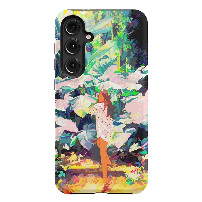 Galaxy S24 Plus StrongFit Live Quietly In a Corner Of Nature, Modern Bohemian Woman Jungle Forest Eclectic Painting by Uma Prabhakar Gokhale