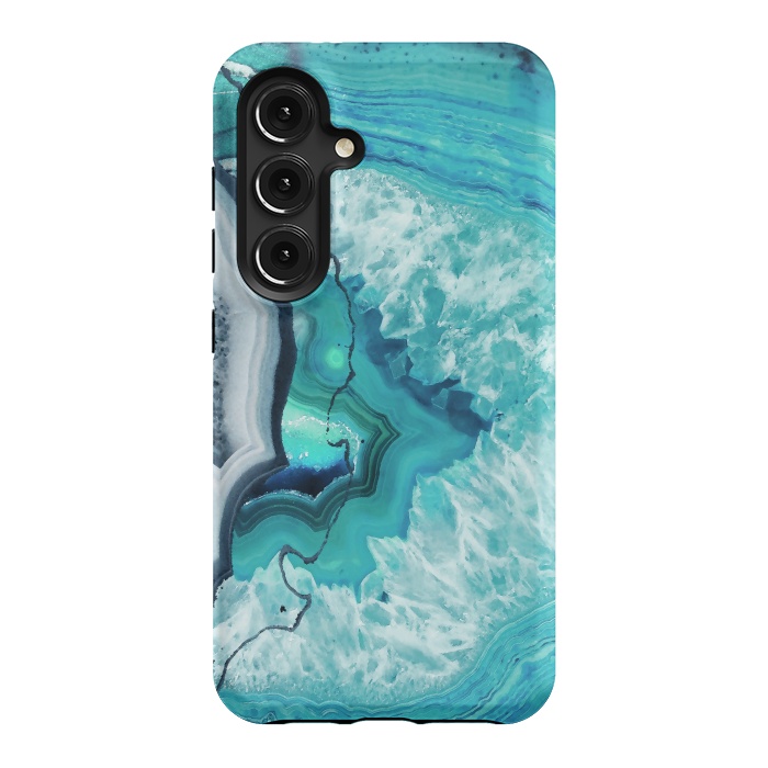 Galaxy S24 StrongFit Turquoise agate geode marble by Oana 