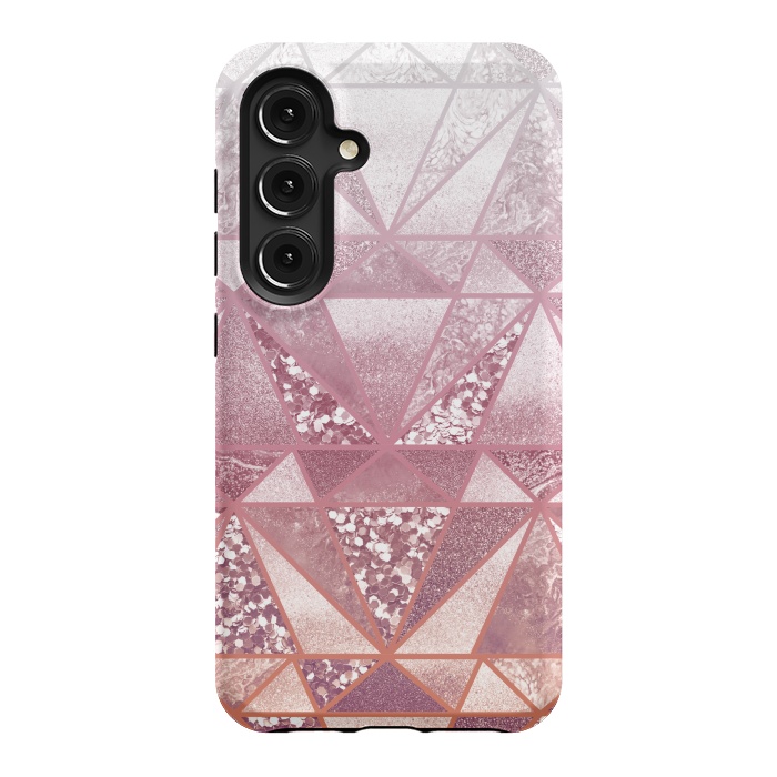 Galaxy S24 StrongFit Pink and rose gold gradient glitter tiles by Oana 