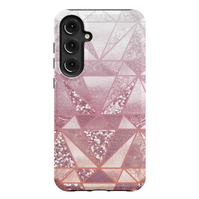 Galaxy S24 Plus StrongFit Pink and rose gold gradient glitter tiles by Oana 