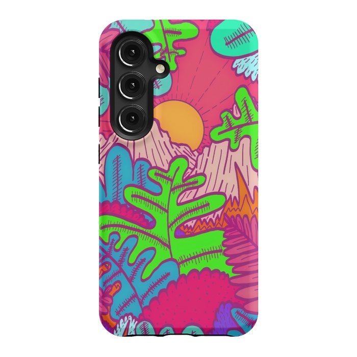Galaxy S24 StrongFit A pink tropical jungle by Steve Wade (Swade)