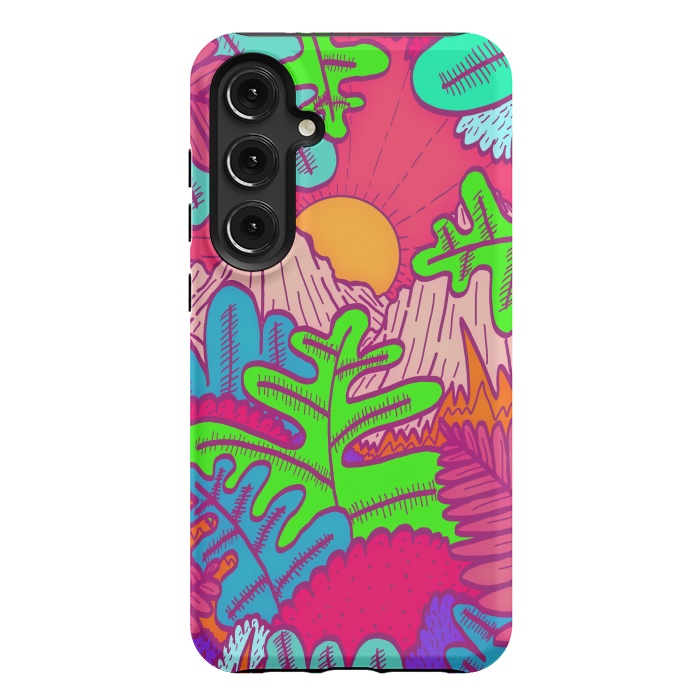 Galaxy S24 Plus StrongFit A pink tropical jungle by Steve Wade (Swade)