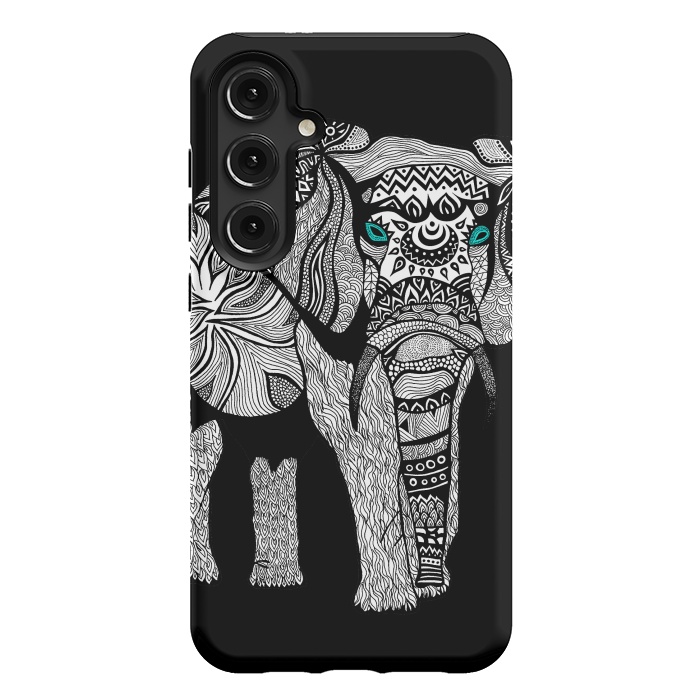 Galaxy S24 Plus StrongFit Elephant of Namibia B n W by Pom Graphic Design