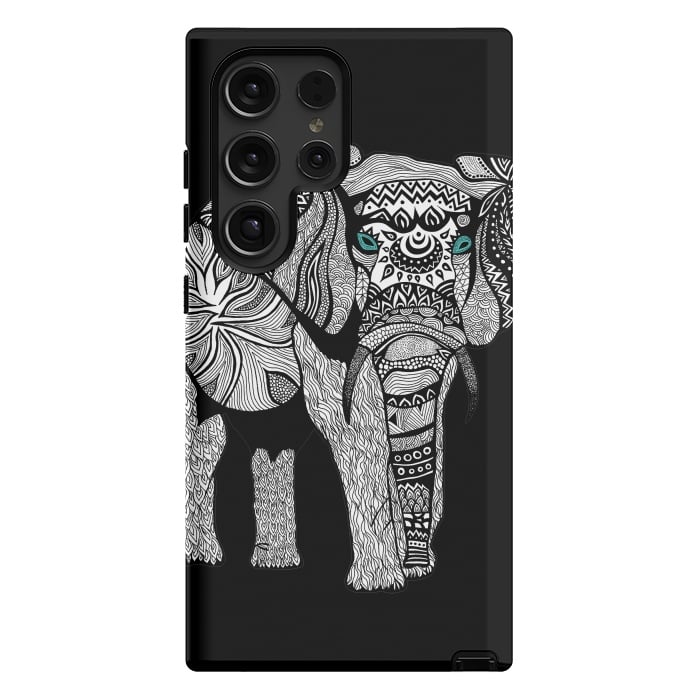 Galaxy S24 Ultra StrongFit Elephant of Namibia B n W by Pom Graphic Design