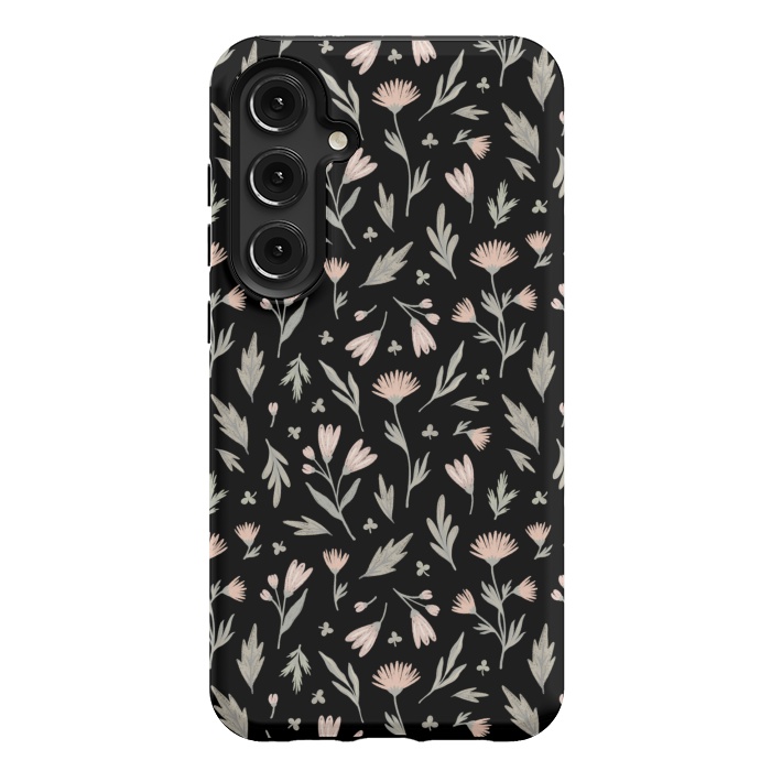 Galaxy S24 Plus StrongFit delicate flowers on a black by Alena Ganzhela