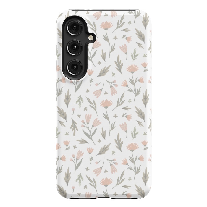Galaxy S24 Plus StrongFit delicate flowers on a white by Alena Ganzhela