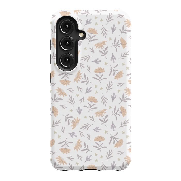 Galaxy S24 StrongFit Beige flowers on a white by Alena Ganzhela