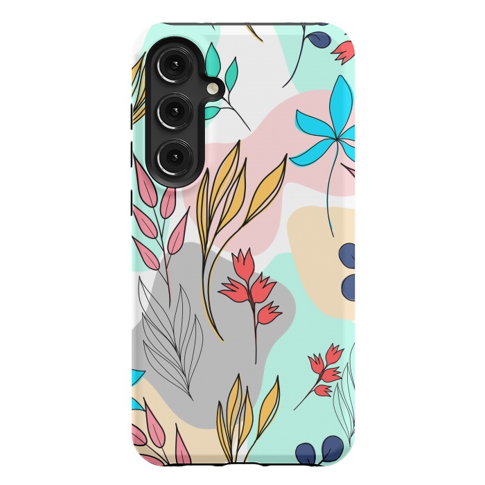 Galaxy S24 Plus StrongFit Trendy colorful leaves hand drawn cute illustration by InovArts